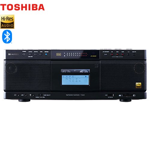 東芝 ハイレゾ対応SD/USB/CDラジオカセットレコーダー オーディオ ハイレゾ/アップコンバート機能対応  ブラック 【メーカー直送品】【代引・日祝配送・時間指定 不可】 ≪TY-AK21-K≫